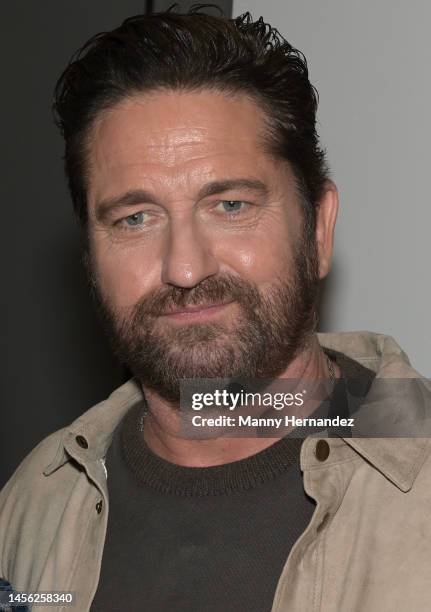 In this image released on January 13, Gerard Butler visits "Despierta America" to promote his new movie "Plane" at Univision Studios on January 12,...