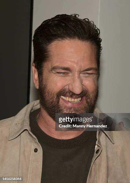 In this image released on January 13, Gerard Butler visits "Despierta America" to promote his new movie "Plane" at Univision Studios on January 12,...