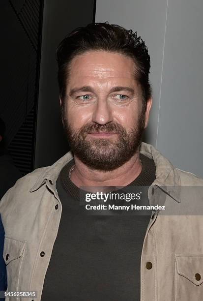 In this image released on January 13, Gerard Butler visits "Despierta America" to promote his new movie "Plane" at Univision Studios on January 12,...