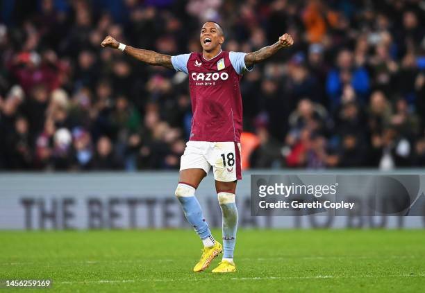 Ashley Young of Aston Villa celebrates victory after the Premier League match between Aston Villa and Leeds United at Villa Park on January 13, 2023...