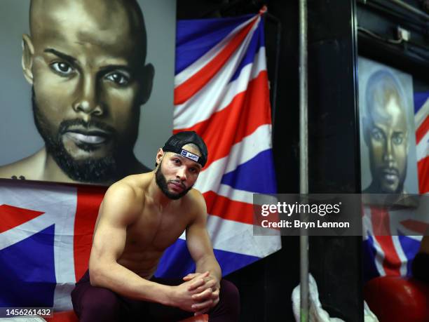 Chris Eubank Jr poses for a photo during a training session at Brighton & Hove Boxing Gym on January 13, 2023 in Brighton, England.