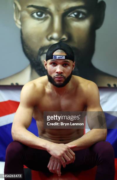 Chris Eubank Jr poses for a photo during a training session at Brighton & Hove Boxing Gym on January 13, 2023 in Brighton, England.