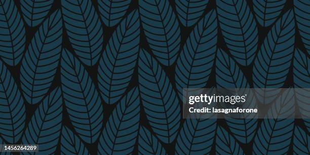 seamless leaf plant floral vector pattern - feather background stock illustrations
