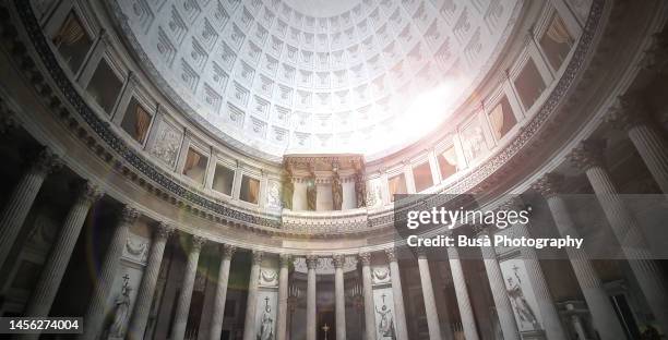 the interior dome of the basilica of san francesco di paola in piazza del plebiscito, naples, italy - cathedral bildbanksfoton och bilder