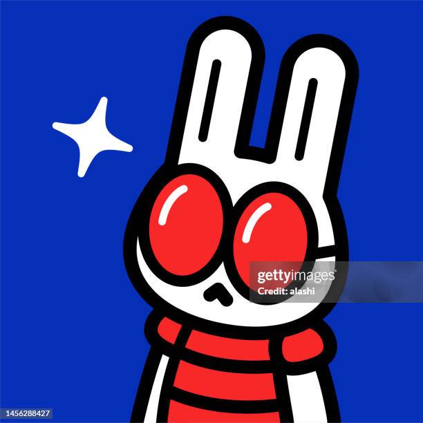 a cute fashionable bunny wearing red eyeglasses looks up at sth - bunny girl stock illustrations