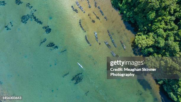 aerial views of crystal clear water in the brunswick river, new south wales - brunswick heads nsw stock pictures, royalty-free photos & images