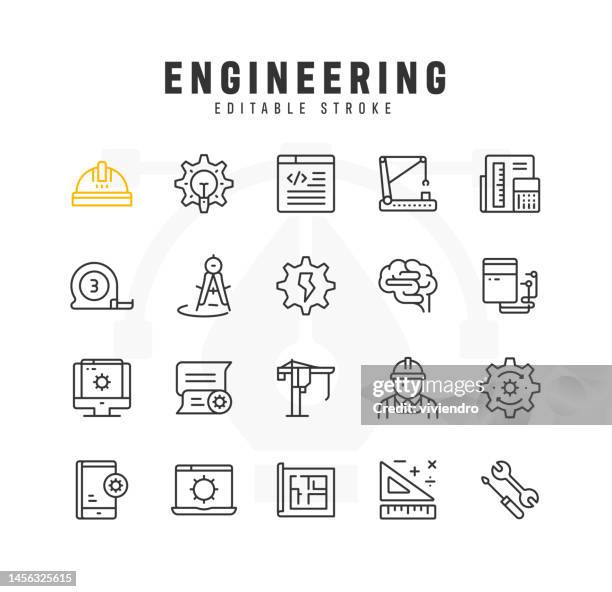 stockillustraties, clipart, cartoons en iconen met engineering line icon set. editable stroke. pixel perfect. - architect