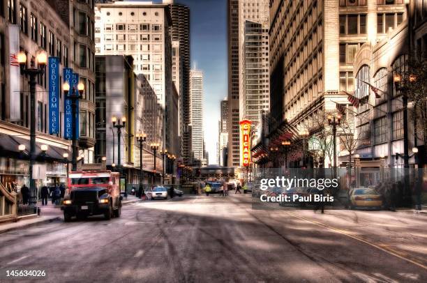 chicago city center at state street - state street bildbanksfoton och bilder