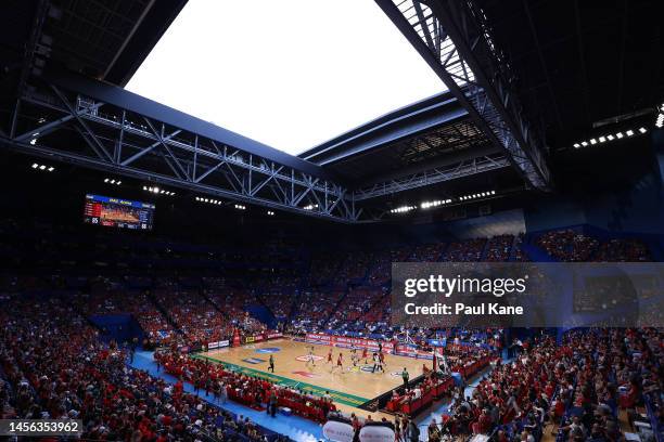 General view of play during the round 15 NBL match between Perth Wildcats and Adelaide 36ers at RAC Arena, on January 14 in Perth, Australia.