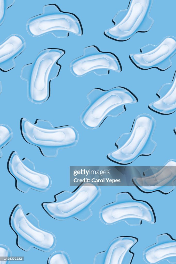 Sanitary pad background seamless pattern in BLUE