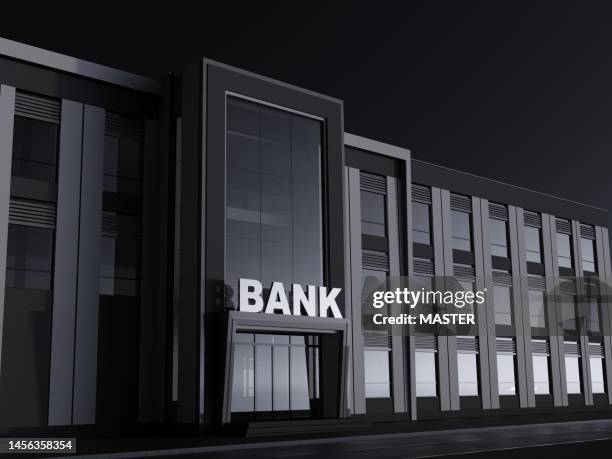 bank building 3d render - isometric town stock pictures, royalty-free photos & images