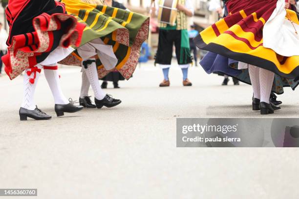 asturian traditional folk dance - traditionally spanish stock pictures, royalty-free photos & images