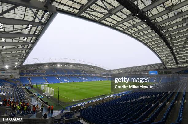 General view inside the stadium prior to the Premier League match between Brighton & Hove Albion and Liverpool FC at American Express Community...