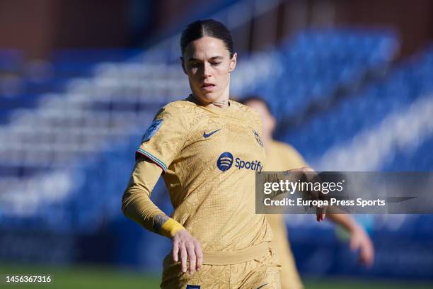 Mapi Leon of FC Barcelona looks on during the spanish women league, Liga F, football match played between Sporting de Huelva and FC Barcelona at...