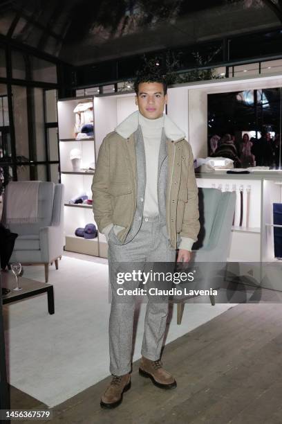 Jan Luis Castellanos attends Brunello Cucinelli Presentation - Milan Men's Fashion Week Fall/Winter 2023/2024 on January 13, 2023 in Milan, Italy.