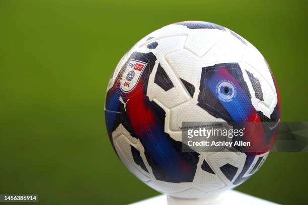 General view of the match ball ahead of kickoff during the Sky Bet Championship between Sheffield United and Stoke City at Bramall Lane on January...