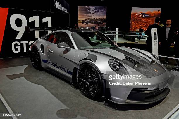The Belgian premiere of the Porsche 911 GT3 RS is presented at Brussels Expo on January 13, 2023 in Brussels, Belgium. The 100th edition of the...