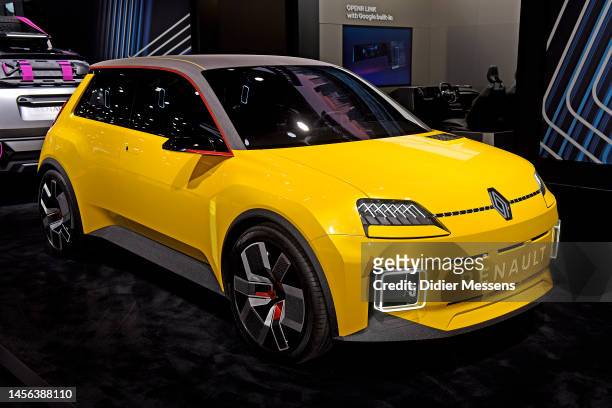 Renault 5 prototype is shown at Brussels Expo on January 13, 2023 in Brussels, Belgium. The 100th edition of the Brussels Motor Show will be the...