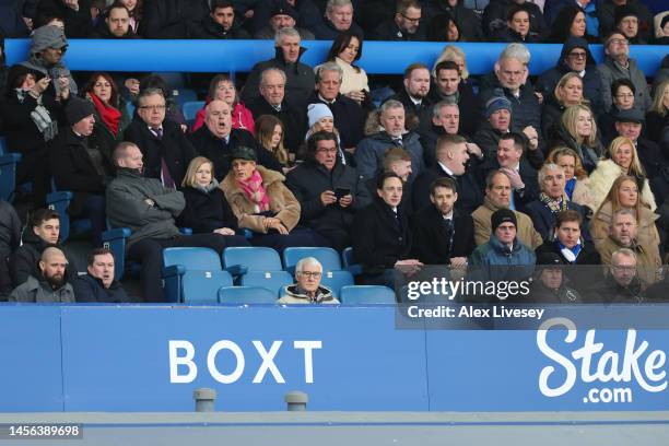 Empty seats are seen in the directors box during the Premier League match between Everton FC and Southampton FC at Goodison Park on January 14, 2023...