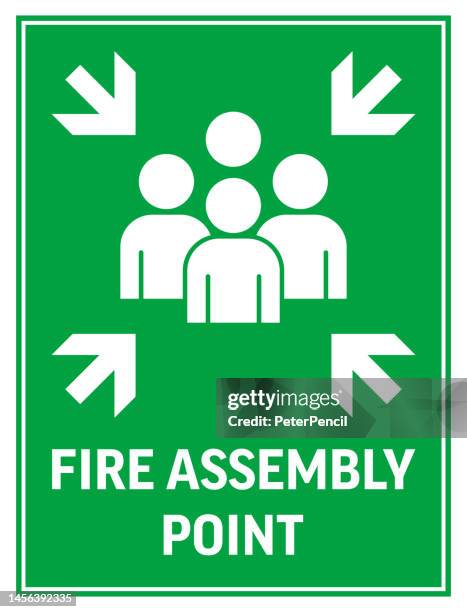 fire assembly point - emergency exit sign vector. stock illustration. isolated - emergency sign stock illustrations