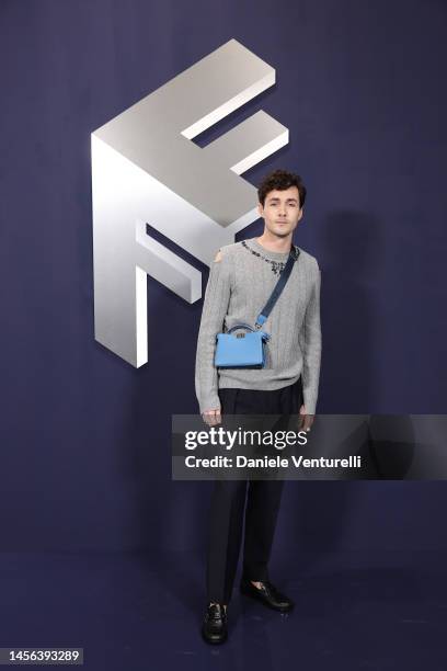 Jonah Hauer King attends the Fendi Fashion Show during the Milan Menswear Fall / Winter 2023 - 2024 on January 14, 2023 in Milan, Italy.