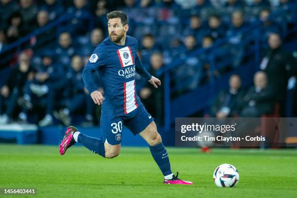 January 11: Lionel Messi of Paris Saint-Germain in action during the Paris Saint-Germain V Angers, French Ligue 1 regular season match at Parc des...