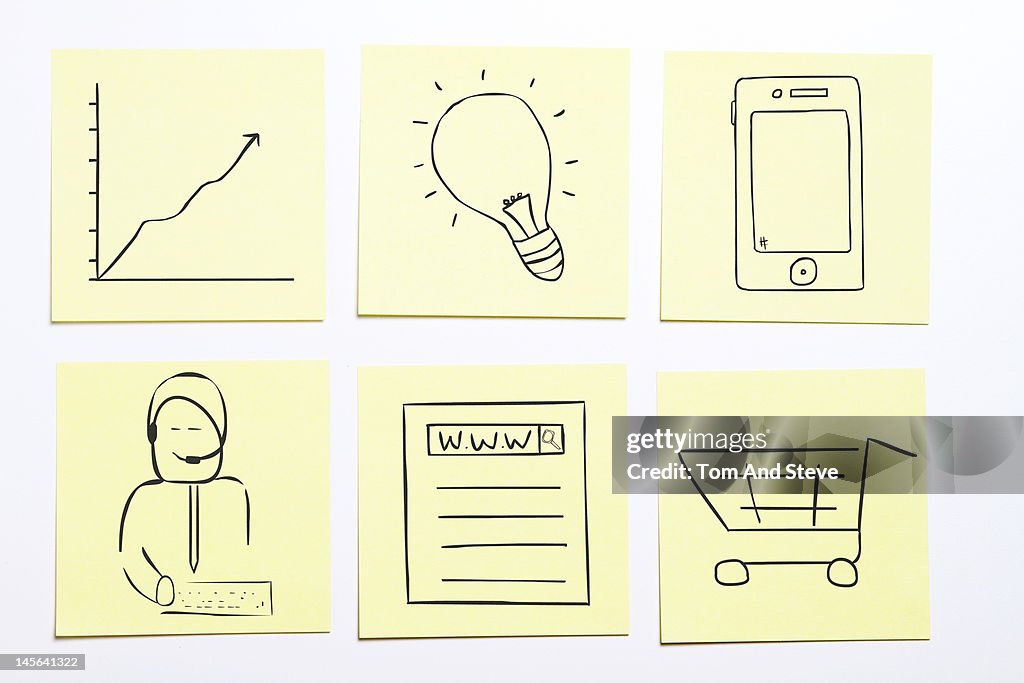 Technology sticky reminder notes