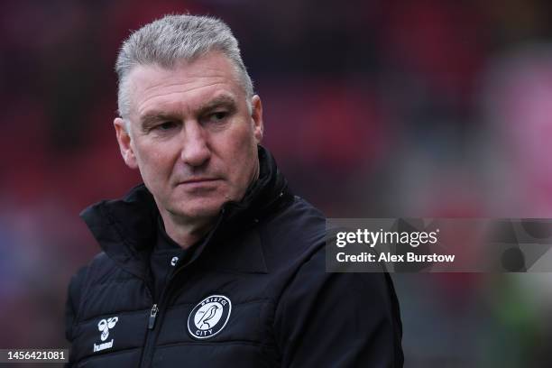 Nigel Pearson, Manager of Bristol City, looks on prior to the Sky Bet Championship match between Bristol City and Birmingham City at Ashton Gate on...