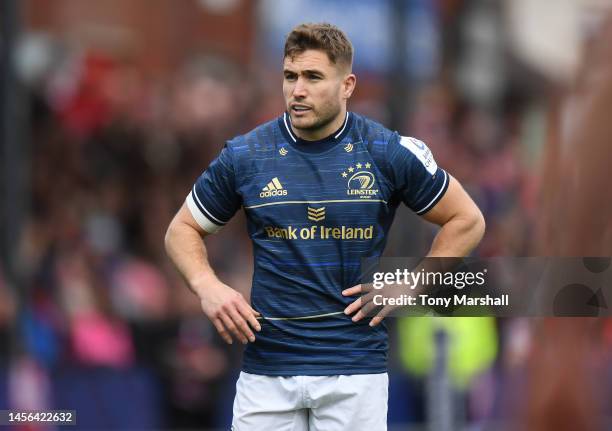 Garry Ringrose of Leinster Rugby during the Heineken Champions Cup Pool A match between Gloucester Rugby and Leinster Rugby at Kingsholm Stadium on...