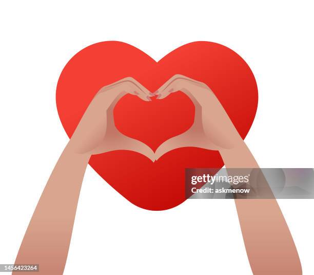hands making a heart shape - making heart shape stock illustrations