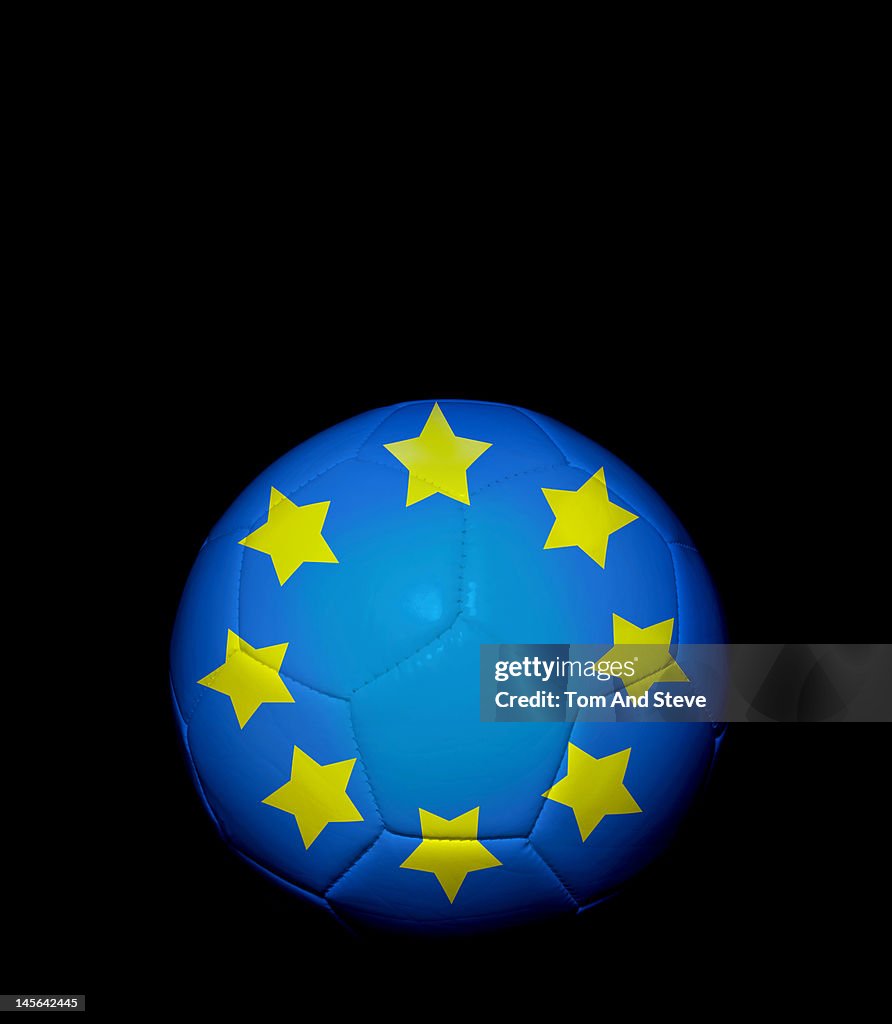 Soccer football with European Union flag on it