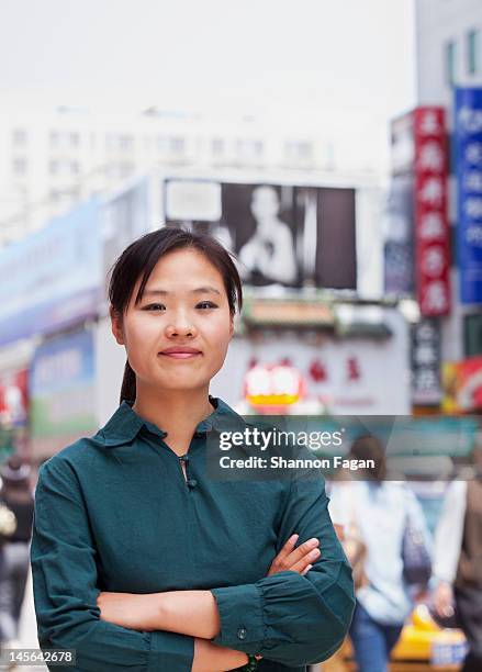 young woman portrait in wangfujing - wangfujing stock pictures, royalty-free photos & images