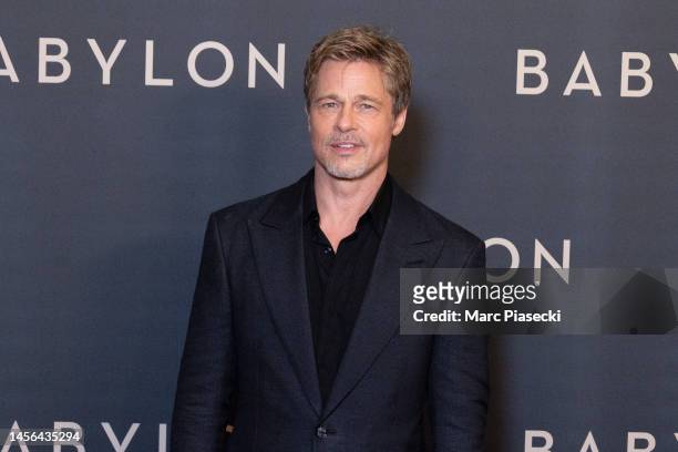 Actor Brad Pitt attends the "Babylon" Paris Premiere at Le Grand Rex on January 14, 2023 in Paris, France.