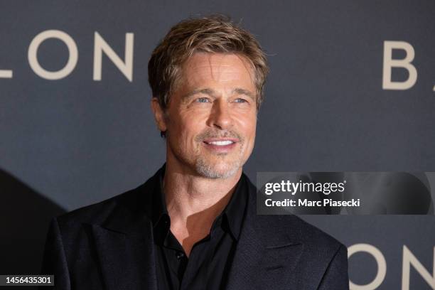 Actor Brad Pitt attends the "Babylon" Paris Premiere at Le Grand Rex on January 14, 2023 in Paris, France.