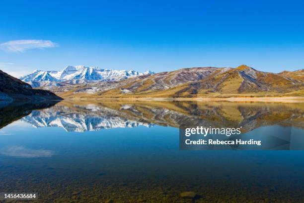 mount timpanogos and deer creek reservoir - utah - mt timpanogos stock pictures, royalty-free photos & images