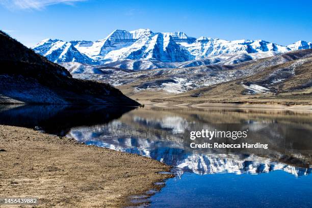 mount timpanogos and deer creek reservoir - utah - mt timpanogos stock pictures, royalty-free photos & images