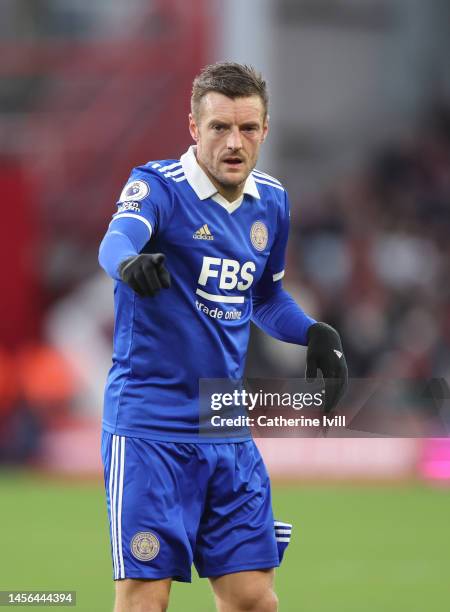 Jamie Vardy of Leicester City during the Premier League match between Nottingham Forest and Leicester City at City Ground on January 14, 2023 in...