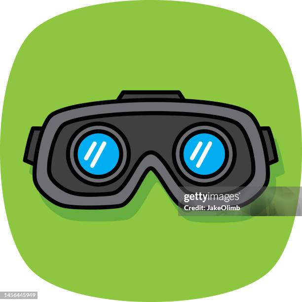 stockillustraties, clipart, cartoons en iconen met virtual reality headset doodle 1 - flying goggles