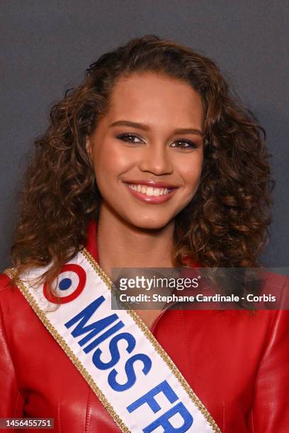Miss France 2023 Indira Ampiot attends the "Babylon" Paris Premiere at le Grand Rex on January 14, 2023 in Paris, France.
