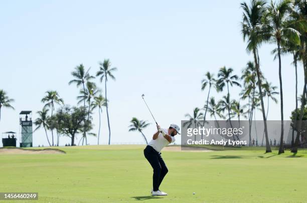 Hayden Buckley of the United States plays a shot on the 13th hole during the third round of the Sony Open in Hawaii at Waialae Country Club on...