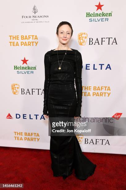 Andrea Riseborough attends The BAFTA Tea Party at Four Seasons Hotel Los Angeles at Beverly Hills on January 14, 2023 in Los Angeles, California.