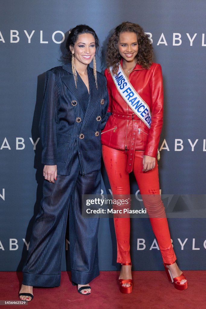 Cindy Fabre and Miss France 2023 Indira Ampiot attend the "Babylon