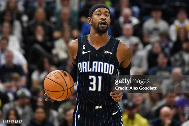 Terrence Ross of the Orlando Magic in action during the second half of a game against the Utah Jazz at Vivint Arena on January 13, 2023 in Salt Lake...