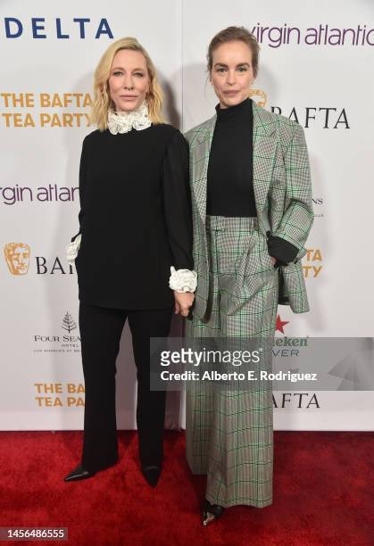 Cate Blanchett and Nina Hoss attend The BAFTA Tea Party at the Four Seasons Hotel Los Angeles at Beverly Hills on January 14, 2023 in Los Angeles,...