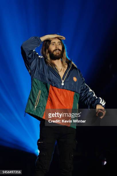 Jared Leto speaks onstage at the 2023 iHeartRadio ALTer EGO Presented by Capital One at The Kia Forum on January 14, 2023 in Inglewood, California.