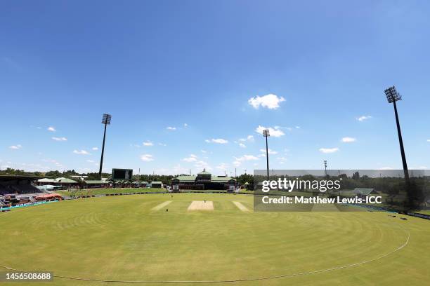 General view inside of the stadium ahead of the ICC Women's U19 T20 World Cup 2023 match between Pakistan and Rwanda at JB Marks Oval on January 15,...