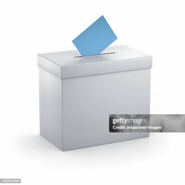 voting or ballot box and voting slip - vote stock-fotos und bilder