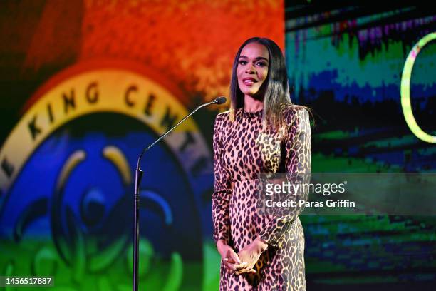 Host Michelle Williams speaks onstage during the 2023 Beloved Community Awards at Hyatt Regency Atlanta on January 14, 2023 in Atlanta, Georgia....