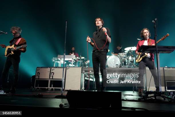 Laurent Brancowitz, Thomas Mars, and Deck D'arcy of Phoenix performs onstage at the 2023 iHeartRadio ALTer EGO Presented by Capital One at The Kia...