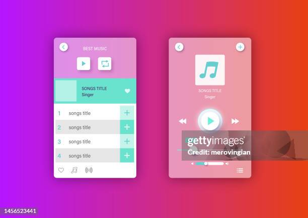 mobile music player ui template - mp3 player stock illustrations